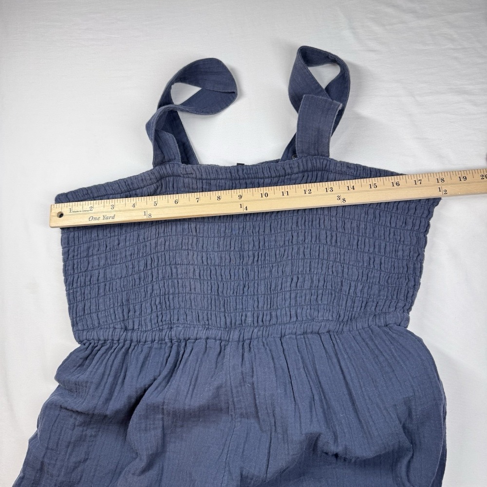 Quince 100% Organic Cotton Gauze Smocked Wide Leg Jumpsuit Sz M Pocket READ FLAW - Picture 11 of 14